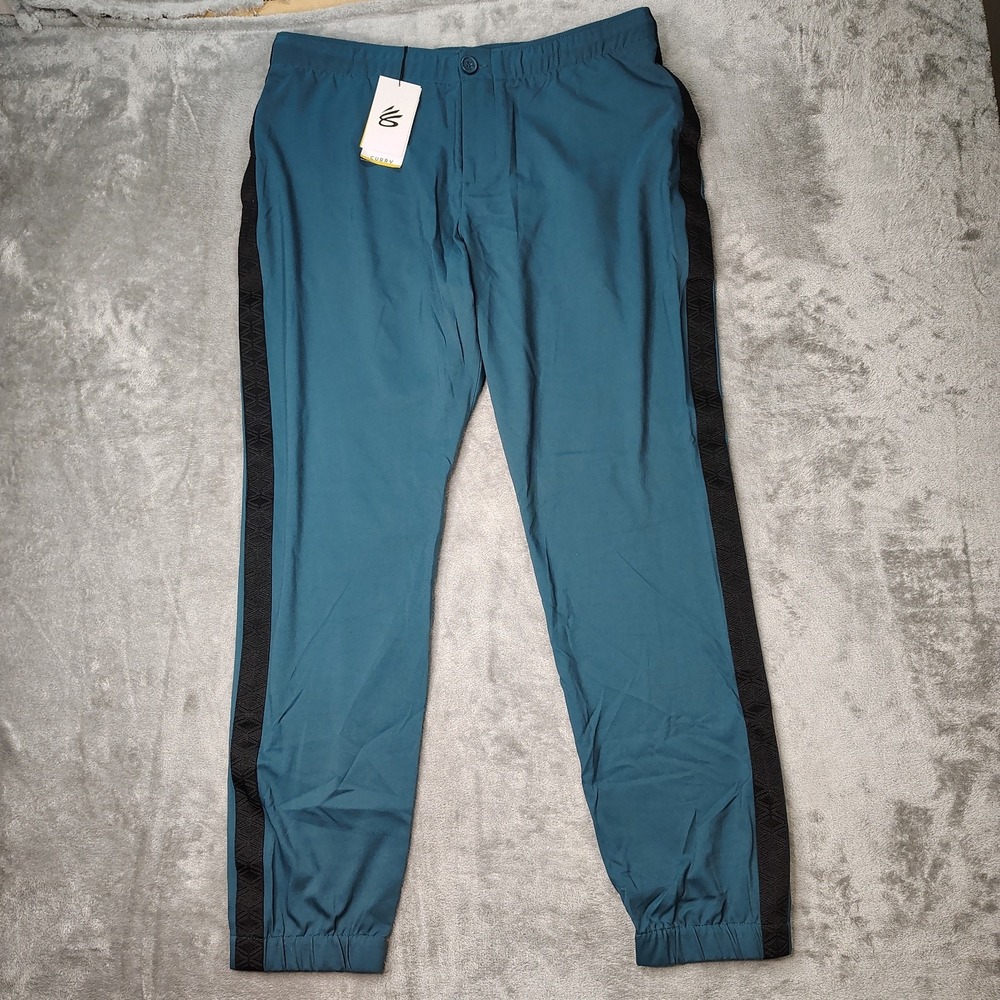 Under Armour Curry Joggers‎ Mens 38x32 Teal Blue Performance Golf Tapered Tape